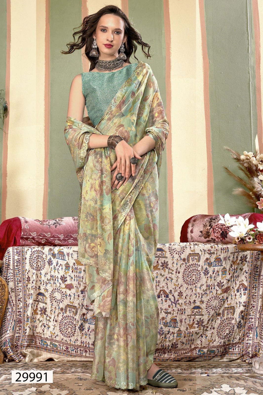 Madelyn 04 By Vallabhi Printed Chiffon Sarees Wholesale Market In Surat
